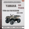 Thumbnail Yamaha YFM 450 FAR Kodiak 2002-2003 Factory Service Repair Manual Download Thumbnail Yamaha YFM 450 FAR Kodiak 2002-2003 Factory Service Repair Manual Download