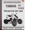 Thumbnail Yamaha YFM 660 R 2001 2002 Factory Service Repair Manual Download