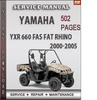 Thumbnail Yamaha YXR 660 FAS FAT RHINO 2000-2005 Factory Service Repair Manual Download
